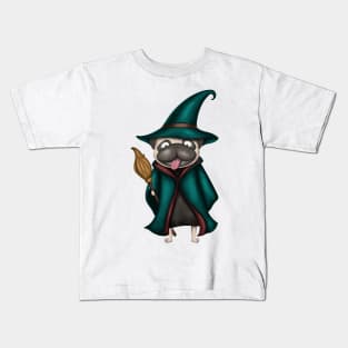 Cute Pug In Witch Costume Kids T-Shirt